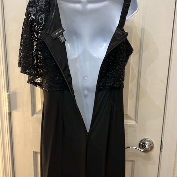 R&M Richards Jumpsuit Sz 6 One Shoulder Black Cocktail Sequins Lace Sleeveless - Picture 8 of 14